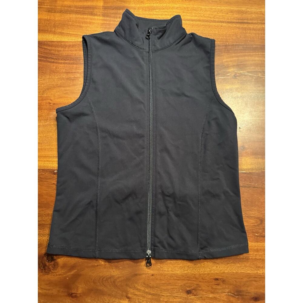 Roots Yoga Women’s Black Full Zip Sleeveless Activewear Top Sz Medium